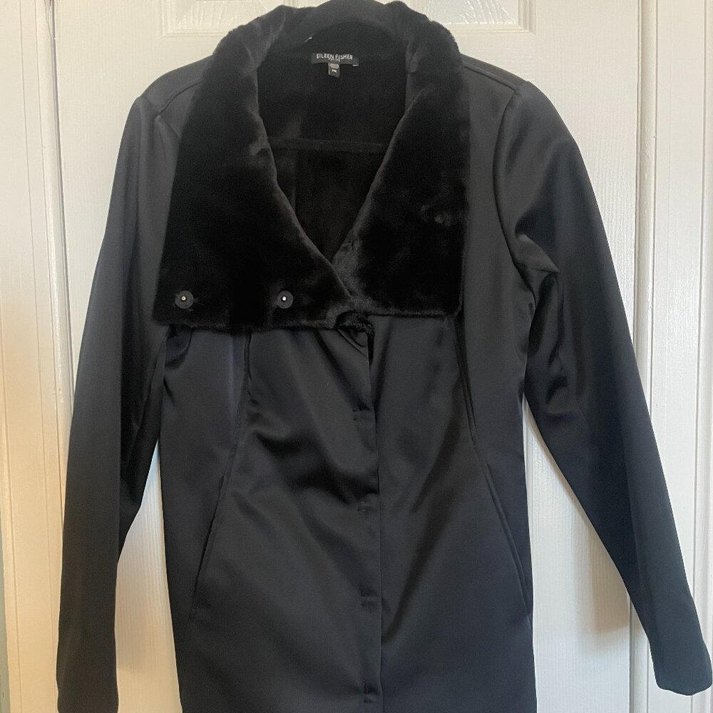 Eileen Fisher Petite Black Satiny Jacket